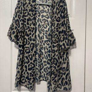 SHEIN Blue and Brown Animal Print Top